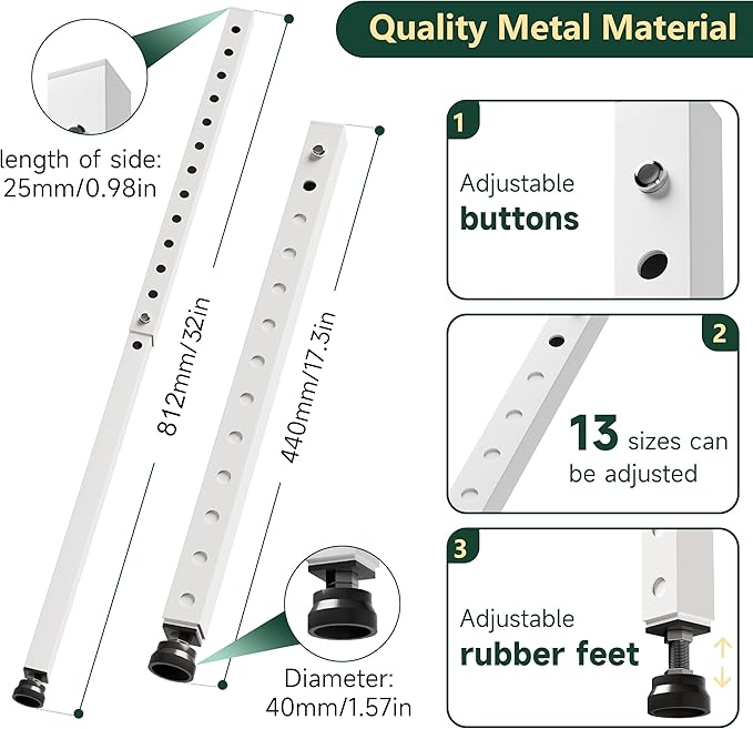 WooFog Window Security Bars Adjustable, Window Bars Security Inside Vertical, Heavy Window Ac Lock Bar with Rubber Feet for Up and Down Windows, 17-32 inch Double Hung Window Stopper -4 PCS Patented