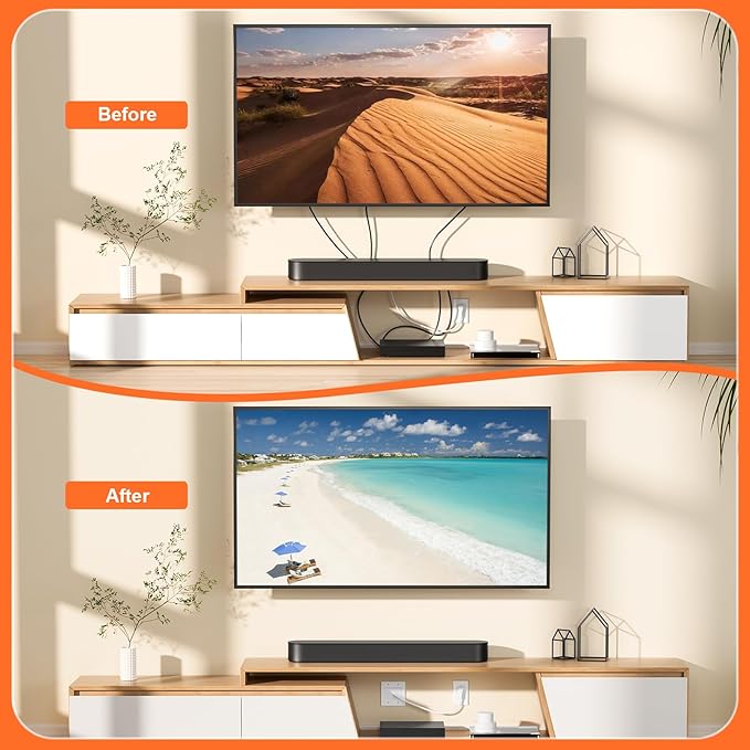 in Wall Cable Concealer Kit with Brush Wall Plate,Recessed Outlet Box,9ft Cord,2 Gang Pass Through Wire Hider for TV Cable Management,HDMI Cables and Home Theater Systems
