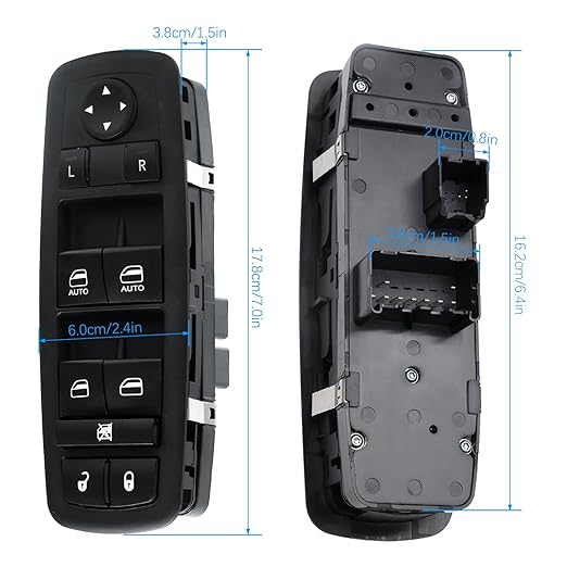 WUANGKI Power Window Switch Front Driver Side | 9+3 Pins | Compatible with 2012-2016 Dodge Grand Caravan 2013-2015 Ram Truck 2013-2015 Ram C/V 2012-2015 Chrysler Town & Country | OE 68110866AB
