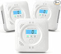 3 Pack Carbon Monoxide Detector LCD Screen Real-Time Concentration Battery Fault LED 60-Second Self-Check History Alarm Peak Record Portable Travel Van Life RV Camping Hotel Home Safety Pet Family