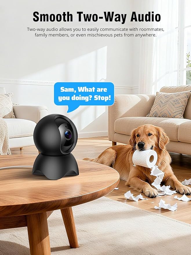 YYSY 2K 2.4G&5G Indoor Security Camera, 2 Packs Pet/Dog/Baby Security Camera with Phone App, 360° Pan-Tilt WiFi Cameras for Home Security, 2-Way Audio, Night Vision, Auto-Tracking, Privacy Mode