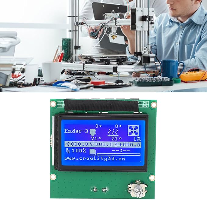 LCD Graphic Smart Display Control Board, LCD Control Module, 12864 Blue Control Panel with Ribbon Cable, for Ender 3, 3s, 3X, 3 Pro and Other 3D Printers