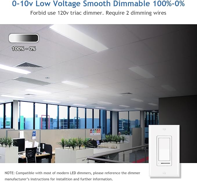CycevSun 8 Pack 1x4 LED Flat Panel Light Drop Ceiling, 0-10V Dimmable 3000K-4000K-5000K Selectable & 20W-30W-40W Options, 4400LM, ETL