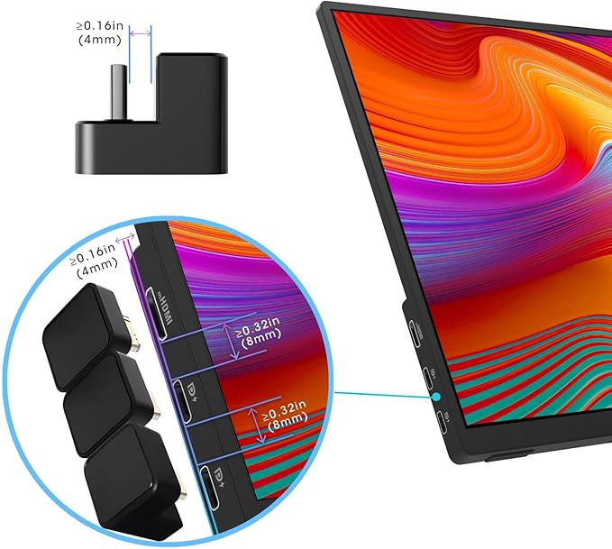 Kado Portable Monitor 180 Degree Adapter Set - Mini HDMI to HDMI 4K 60Hz U Shaped USB-C to USB-C USB 3.1 Gen 2 10Gbps 60W PD Charging Extender Converter for Laptop and Tablet (Major Combo)