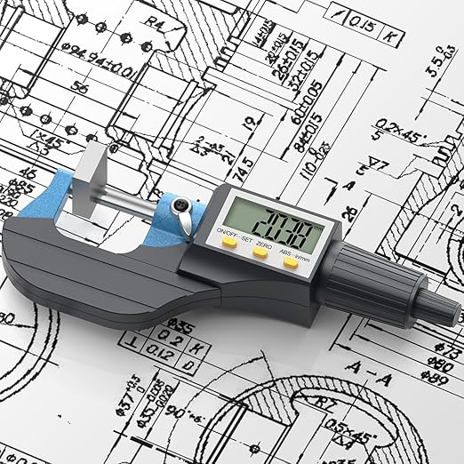 HDLKNAK Digital Micrometer, Outside Micrometer Precision Measuring Tool, 0-1"/0-25 mm, Inch/Metric 0.00005"/0.001 mm, Machinist Thickness Gauge Tool, Large LCD Display