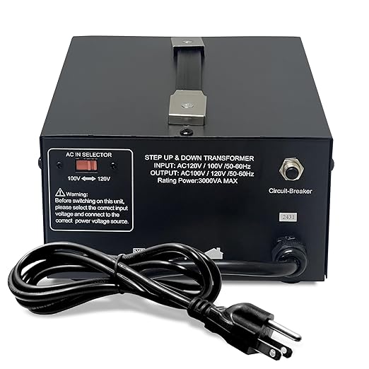LiteFuze 3000 Watt Japan Voltage Converter Transformer Step Up/Down - 100v to 120v / 120v to 100v Japanese Power Converter - Fully Grounded Cord CE Certified