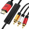 HDMI to RCA 6FT Cable with IC, HDMI Male to 3-RCA RD AV Cable Video Audio Component Converter Adapter 1080P Cable for TV HDTV DVD (