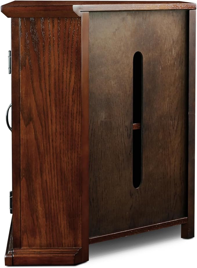 Leick Home 80385 Leaded Glass Three Door Corner TV Stand with Enclosed Storage For 50" TV's, Burnished Oak