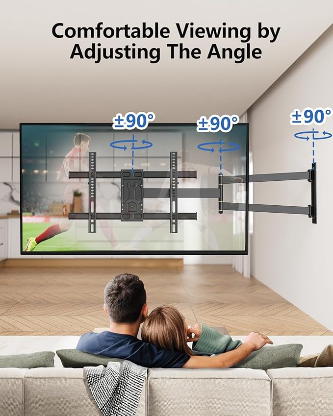 FORGING MOUNT Long Arm Corner TV Wall Mount for 32-75 inch TVs,Single Stud Full Motion Articulating TV Mount Bracket with 33” Extension, Swivel Tilt, Max VESA 600x400mm, Holds up to 100 lbs