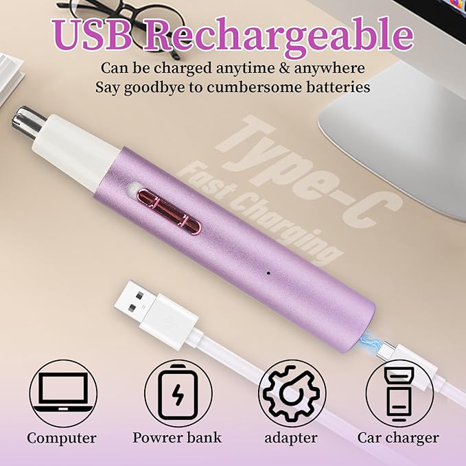 Mendaping 2025 Rechargeable Nose & Ear Hair Trimmer, Dual-Edge Blade Electric Clipper for Women Men, Facial & Eyebrow Hair Removal Tool, Powerful Motor, Painless, Easy to Clean (Multicolor)