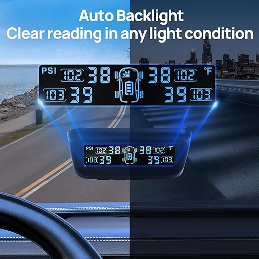 Masoll Tire Pressure Monitoring System, RV/Trailler TPMS with Solar Charging & Auto Calibration, M13 LCD Display tpms 4 sensors (0-87PSI)