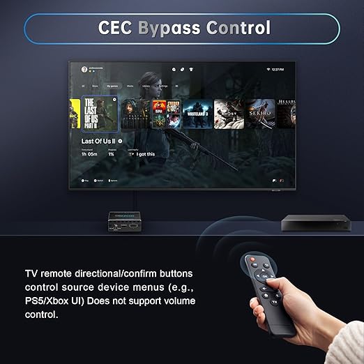 4K@120Hz HDMI 2.1 eARC Audio Extractor 1 in 1 Out Support VRR ALLM HDCP2.3 ARC eARC HDR CEC SPDlF Optical Audio Out Digital EDID for PS5 Xbox NVIDIA AMD