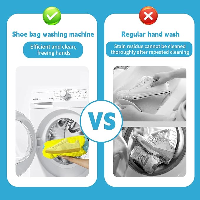 Shoe washing machine bag,2Pack Shoes washing bags,Reusable Slaundry shoes bags for washer and dryer,Laundry bags for shoes for Sturdy Zipper with Hook Design(Yellow)