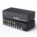 3 RCA Splitter Box 1 in 4 Out, 4 Way Composite RCA AV Distribution Duplicator 1x4, 1 Female to 4 Female, w/Power, Plug&Play, Strong, for Wii PS2 Xbox STB DVD C-VBS