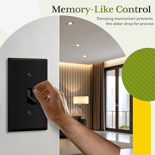 TG Digital Toggle Dimmer Light Switch for Dimmable LED, CFL and Incandescent Light Bulbs, Single Pole/ 3-Way Toggle LED Dimmer Light Switch, UL Listed, Wall Plate Sold Separately,1 Pack, Black