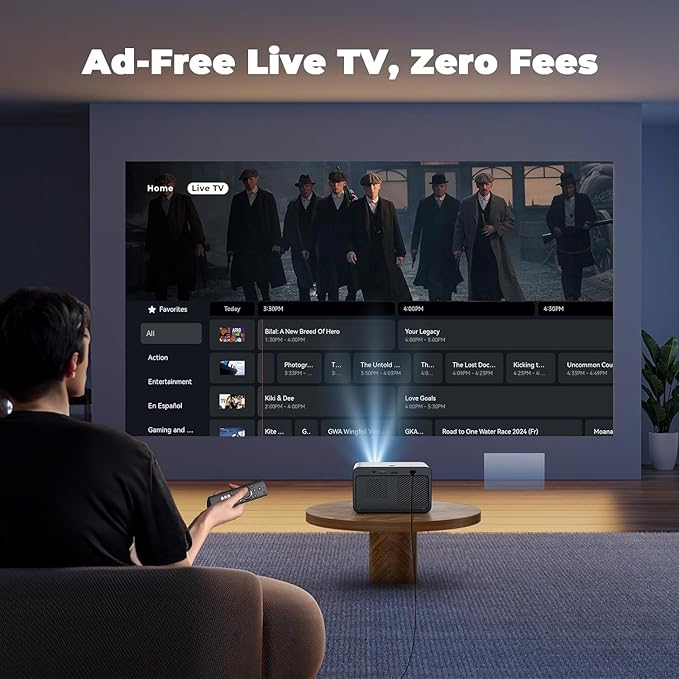 Projector with WiFi and Bluetooth: [1800 ANSI/Ai Auto Focus/800+ Apps/Compatible with Netflix] Outdoor-Projector 4K Support 1080P Smart Live TV Movie Lisowod L03Pro Projector for Home Theater