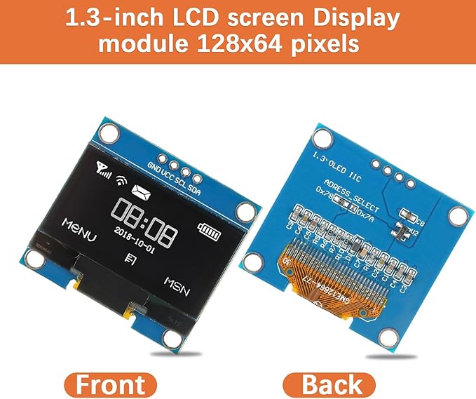 JAMHER 1.3 Inch I2C IIC OLED Display Module 128x64 Pixel Mini Self-Luminous Display Screen Board for Arduino Projects Raspberry Pi with Wire(3Pack White)