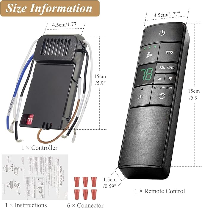 Hampton Bay Universal Ceiling Fan Thermostatic Remote Control Kit with Wall Holder for Hunter Home Decor Harbor Breeze，3-Speed Light Dimmer Timer Replacement for HD3 TR222A 98108 98130 98101 98131