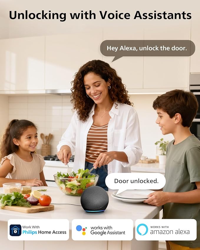 Philips Wi-Fi Smart Door Lock, Keyless Entry Door Lock with App Control,Fingerprint ID,Auto Lock,Keypad Deadbolt with Wi-Fi Bridge Adaptor,Smart Locks for Front Door-Matte Black