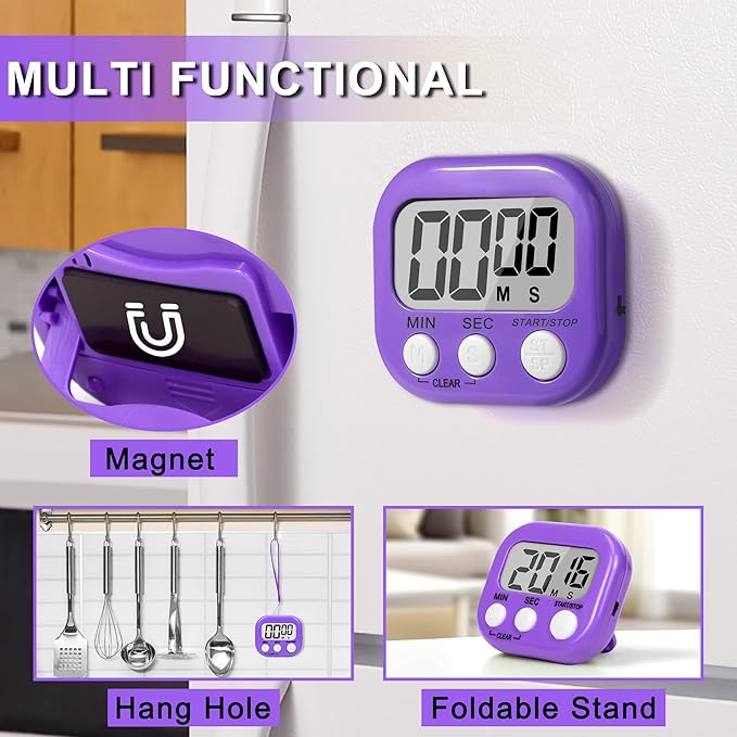 ZILLEEN Classroom Timer for Kids Teachers 2 Pack Digital Timers, Purple & Pink