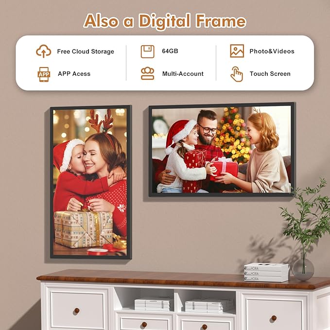 Smart Digital Calendar Chore Chart-for-Family-Planner - 32" Touchscreen Electronic Calendar with Photo Display and Interactive Star System, To do Notepad and Sync Online Calendar via APP, Wall Mounted