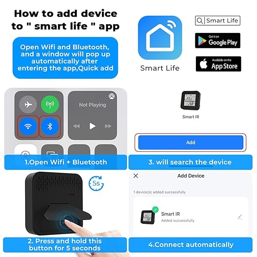 Sanofuturion WiFi Smart IR Remote Control, 3-in-1 Smart AC Controller with Temperature Humidity Sensor n Display, Intelligent Control of T&H for Home Greenhouse Pet Garage, Compatible with Alexa (C1)