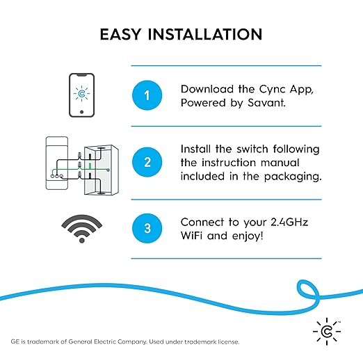 GE CYNC Smart Dimmer Light Switch & Motion Sensor, No Neutral Wire Required, Bluetooth and WiFi 3-Wire Switch, Works with Amazon Alexa and Google Home, White (1 Pack)