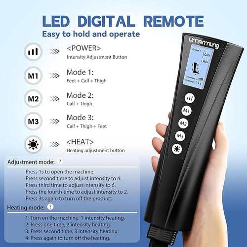 Air Compression Leg Massager with Heat - Ideal Christmas, Mother's Day and Father's Day Gifts for Men, Women, Dad, Mom - Relieves Foot and Knee Pain, Eases Varicose Veins, Cramps, Swelling and Edema