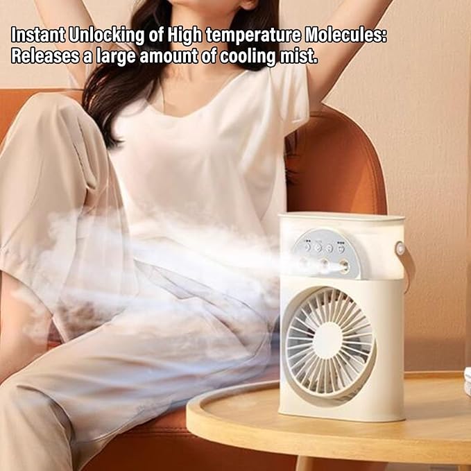 RiToEasysports Portable Air Conditioners, Evaporative Cooler Personal Air Cooler with 3 Speeds 4000mAh Battery Timer USB C Charging for Home Office Travel