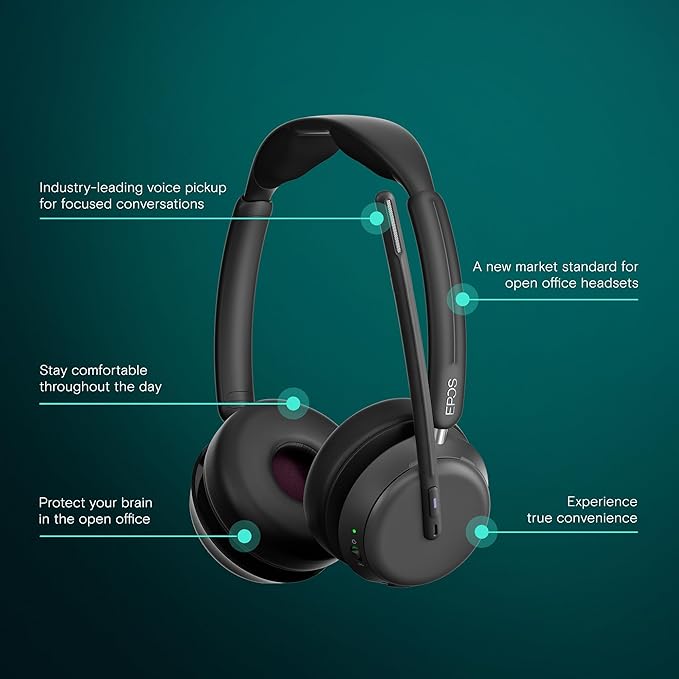EPOS Impact 1061T - Enhanced Open Office Headset with Hybrid ANC, EPOS AI™ Microphone, and Multipoint Connectivity