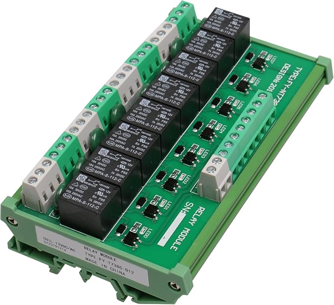 Good BNTai 8 Channel Interface Relay Module 12VACDC 24VACDC 110VAC 230VAC DIN Rail Panel Mount Automation PLC Board (8Channel ACDC12V)