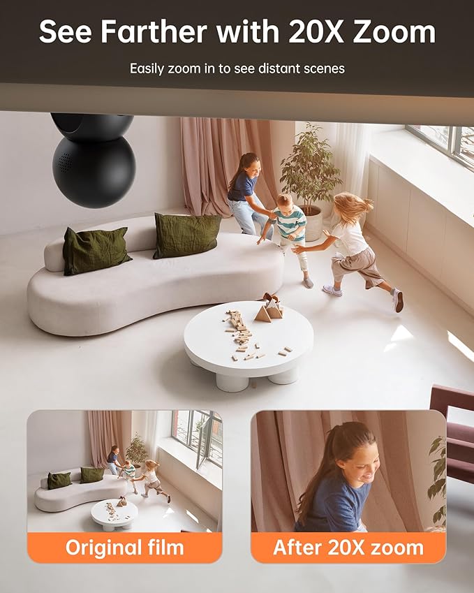 FOSCAM 3K 5MP WiFi Pet Cameras for Home Security, 2.4GHz Indoor Camera Baby Monitor with 360° Pan Tilt, 2-Way Audio, 20X Digital Zoom, Night Vision, AI Human Detection, Cloud & SD Card Storage