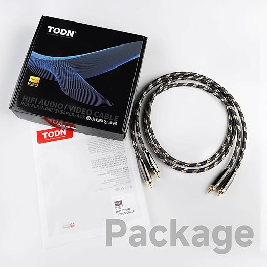 TODN HiFi RCA Audio Cable Audiophile RCA Cables for Car Audio with O-C-C Copper Core, Dual Shielded (10 ft/3m, 1 Pair)