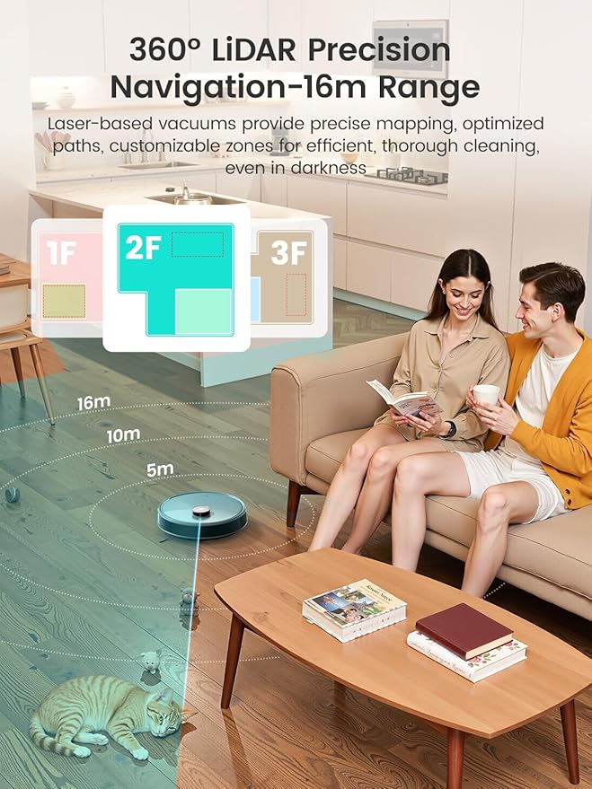 Lefant M3 Max Robot Vacuum, Robot Vacuum and Mop, 20000Pa Suction, Anti-Tangle Brushes, Dual Spinning Mop,Smart Obstacle Avoidance，Self-Emptying&Refilling，Auto Mop Washing&Drying，Gray