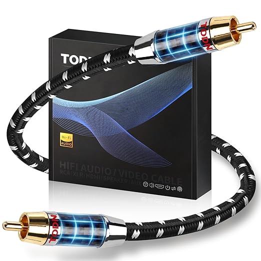 TODN HiFi Digital Coaxial Cable with OCC-Core 75-Ohm Audiophile SPDIF Coax RCA Audio Cable Supports Dolby, DTS, and 7.1 Surround Sound Digital Audio Formats (6.5ft /2m)