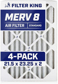 Filter King 21.5x23.25x2 Air Filter | 4-PACK | MERV 8 HVAC Pleated A/C Furnace Filters | MADE IN USA | Actual Size: 21.5 x 23.25 x 1.75"