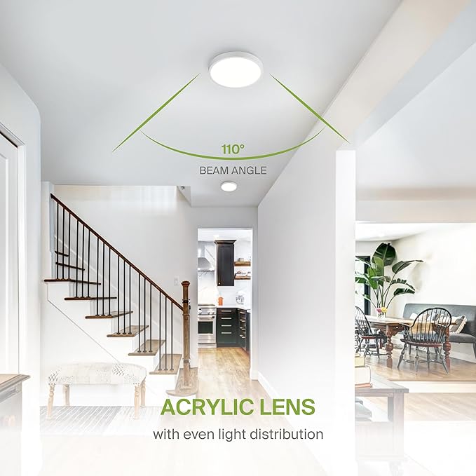 ASD LED 7" Round Flush Mount Ceiling Light Fixture, Low Profile Surface Lighting | 5CCT, Dimmable, Ultra-Thin, ETL Listed | 15W 1260LM 2700-6000K 120V | Kitchen, Bedroom, Hallway Lamp | White