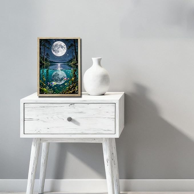URVIP LED Glowing Photo Frame, 3D Starry-Sky Moon Animal Wall Art, 9x12 Inches Dimmable Light Up Light Painting for Bedroom, Unique Aesthetic Decor, Great Birthday Gift for Women Men