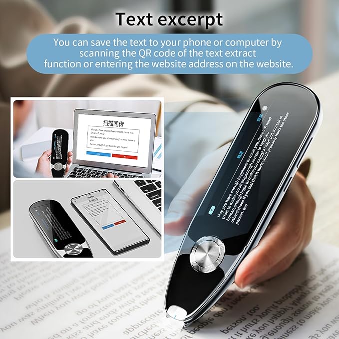 Translator Pen, Scanner Reader Pen 112 Languages OCR Digital Scanning Translation Pen Text-to-Speech Device, Reader Pen for Dyslexia, Text Excerpt, Photo Translation, Dictionay Pen for Students Adults