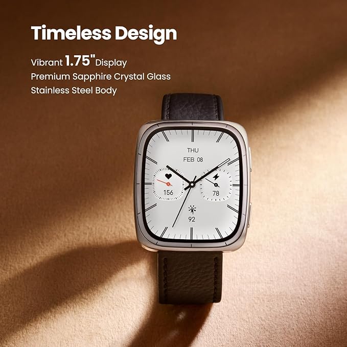 Amazfit Active 2 Premium Smart Watch Fitness Tracker (Square) for Android & iPhone, 10 Day Battery, Water Resistant, GPS Maps, Heart & Sleep Monitor, HYROX Mode, Sapphire Glass, Leather + Sport Strap