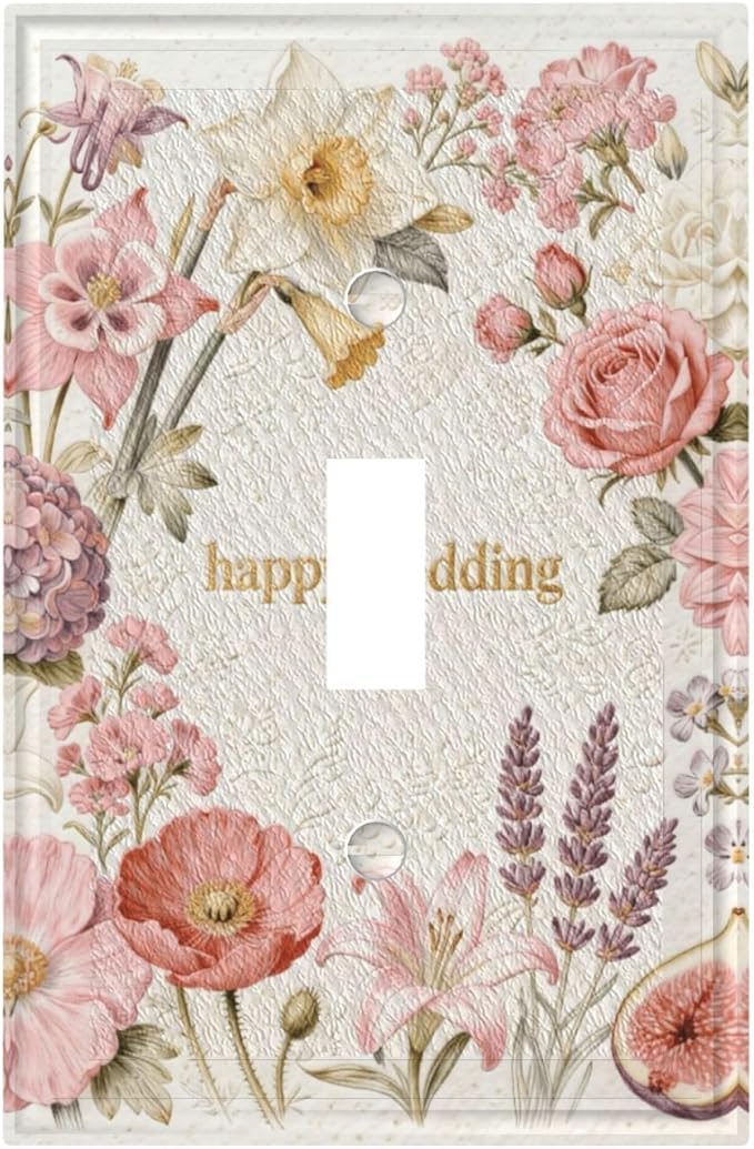 Bvtewkhz Floral Plant Watercolor Flowers 1 Gang Single Toggle Decorative Outlet Covers Light Switch Plate Electrical Receptacle Switchplate For Bathroom Kitchen Bedroom