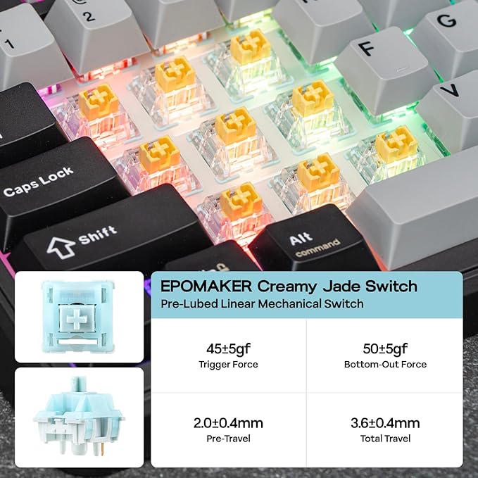 EPOMAKER TH99 PRO 96% Mechanical Keyboard with Screen & Knob, 10000mAh, 2.4Ghz/BT, Hot Swap, Custom Driver, RGB Backlight, PBT Keycap, Wireless Gaming Keyboard for PC/Mac (Black, Creamy Jade)