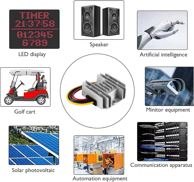120W 5A DC-DC Boost Converter,12V to 24V Step-Up Voltage Regulator with Waterproof & Short Circuit Protection for Trucks, Golf Carts
