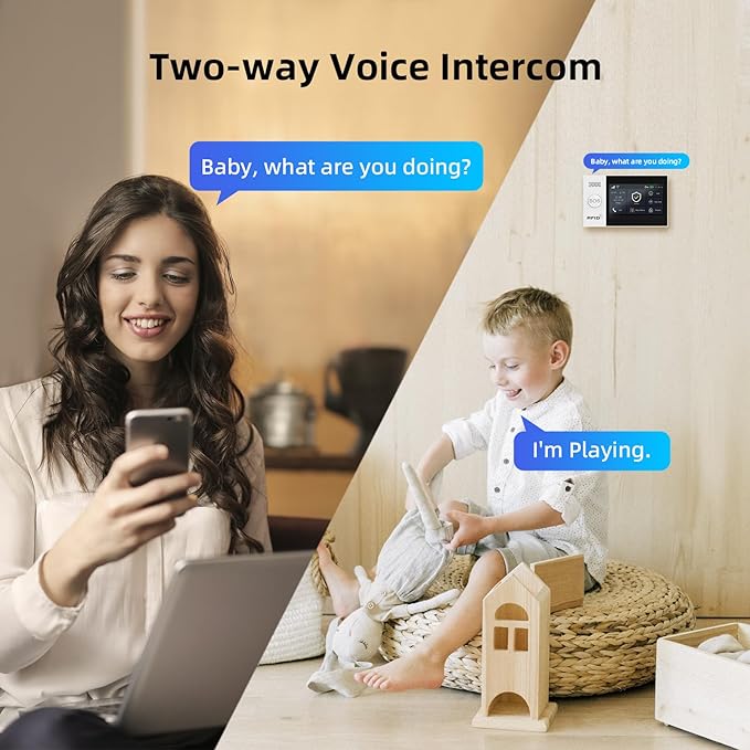 LWOHSI Alarm Systems with 4.3" Large Fulltouch Screen,4G SMS/Tuya APP Alert,Wireless Home Security Alarm Kits,Door Alarm Sensors,120db Siren,Remote,Work with Alexa and Google for Villa,Apartment