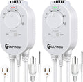 2 Pcs Plug in Thermostat for Heater, Thermostat Plug Outlet with 4.9FT Power Cord, Heating and Cooling Thermostats Outlet with Temperature Probe for Space Heater, Greenhouse Fan (White)
