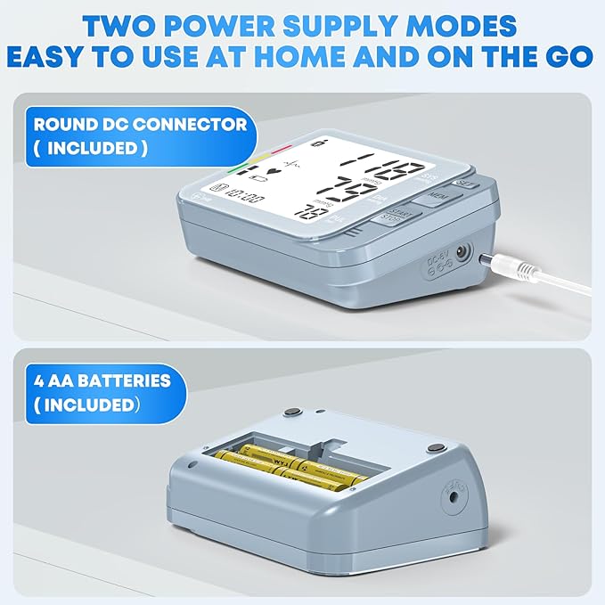 Double love Blood Pressure Monitors for Home Use with 2 Size Cuff (8.7-16.5'' & 15-21.7'' Extra Large Blood Pressure Cuff), 2x120 Memory, with USB Cable and 4 aa Batteries(Blue)