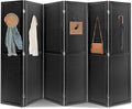 ECOMEX 6 Panel Room Divider, 5.6Ft Pegboard Display Wooden Room Divider Folding Privacy Screen Room Divider Freestanding Peg Board Display for Trade Show Craft Show Home Wall Organizer, Classic Black