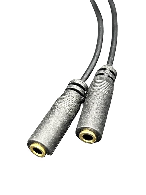 MasterStor Stereo Jack Splitter Cable3.5mm Male to 2 X Female Gold Plated Connector Adapter for Headphone Speakers, Mp3 Player, Mobile Phone,Laptop, PC,ipod (Black)