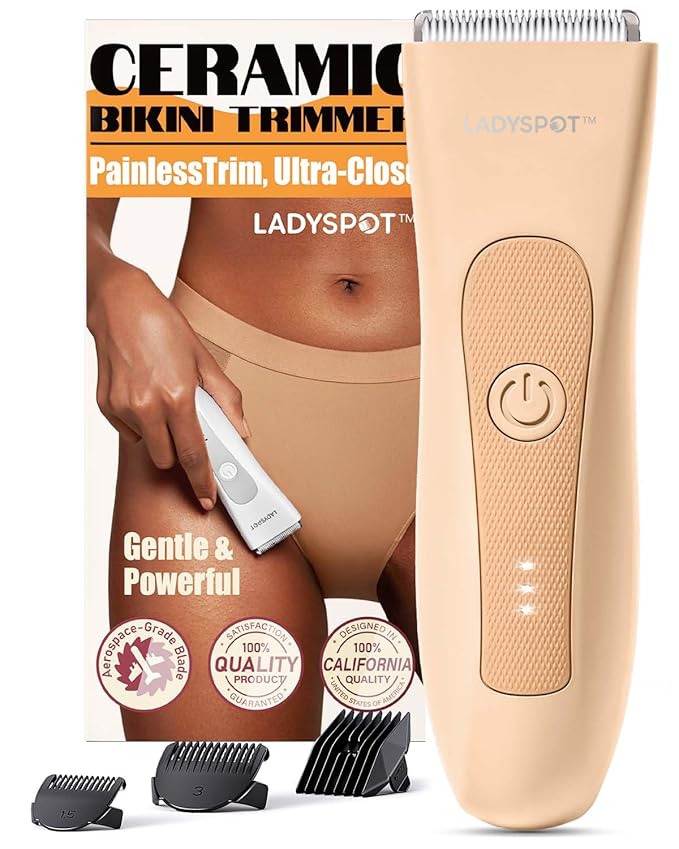 MANSPOT LADYSPOT™ Finishing Trimmers, Electric Shaver for Women, Hair Trimmer for Womens, Shaving & Grooming Sets Kit with 3 Guard and Replaceable Ceramic Blade Heads, Waterproof Wet/Dry(Orange)
