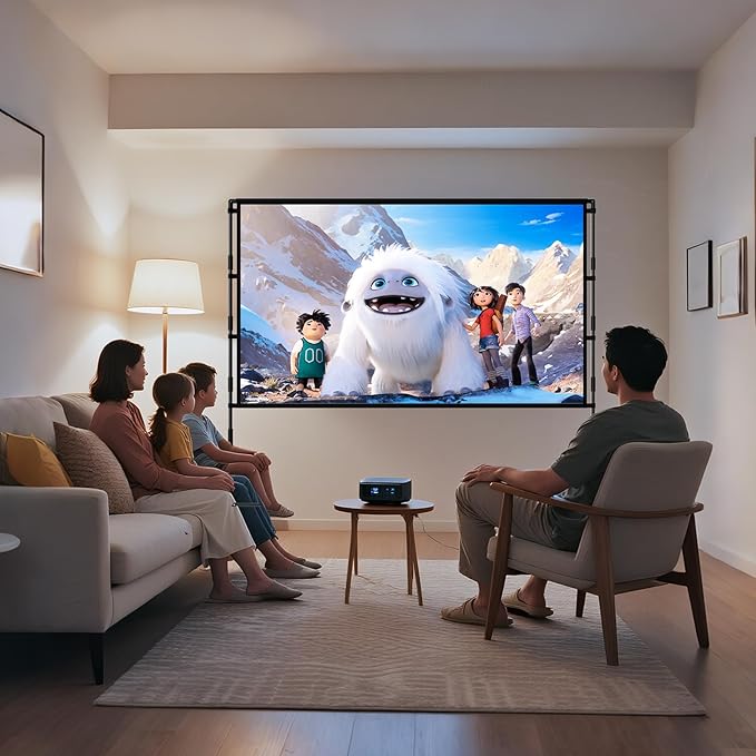TOWOND Projector Screen with Stand, 84 inch Outdoor Projector Screen Portable Indoor Projection Screen 16:9 4K Rear Front Movie Screen with Carry Bag for Home Backyard Theater